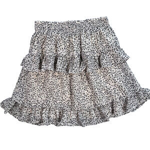 Japna Tiered Ruffle Mini Skirt Animal Print Size X-Small Cream/Black